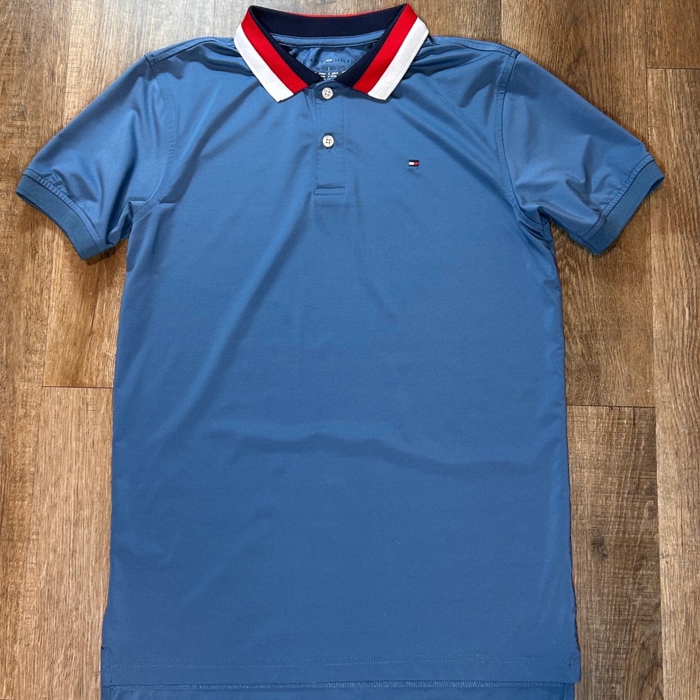 Tommy Hilfiger Big Boys Blue Performance Short Sleeve Polo Shirt XL Academia